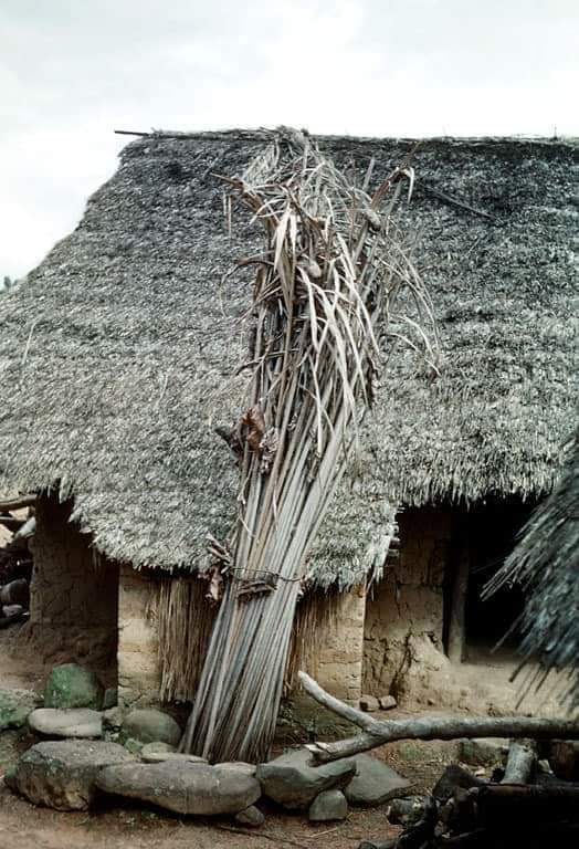 Ibini okpabe shrine in front of the Nsi omomo shrine, in Ezi Akputa compound, Mgbom village, Afikpo Village-Group, Nigeria.