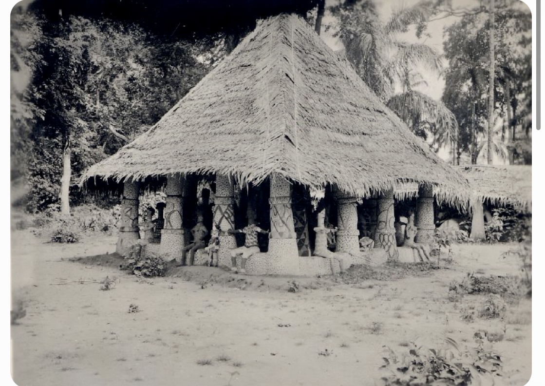 Urata-Igbo Mbari house dedicated to Amadioha, photographed by William Fagg near Owerri. British Museum.