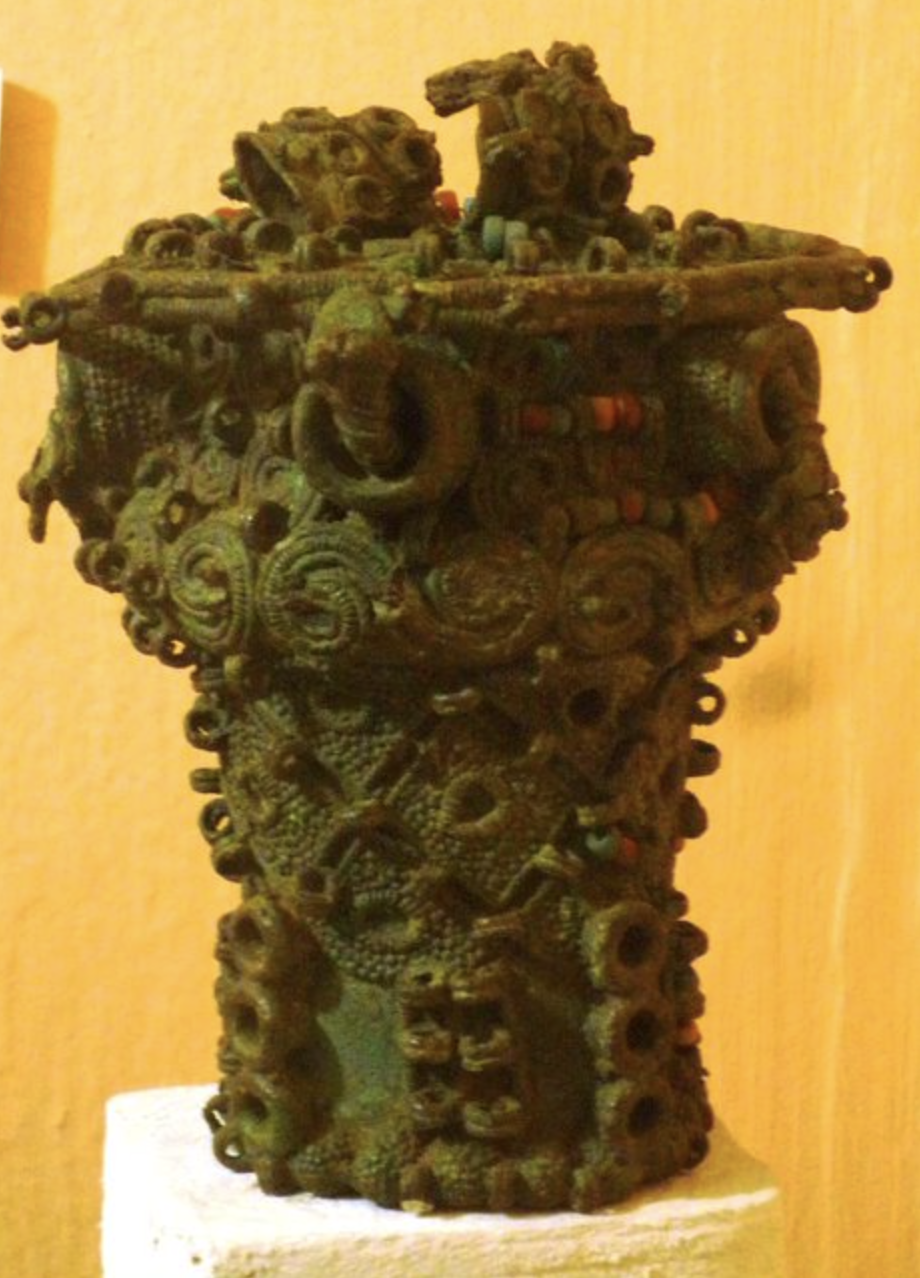 Intricate bronze ceremonial pot, 9th century