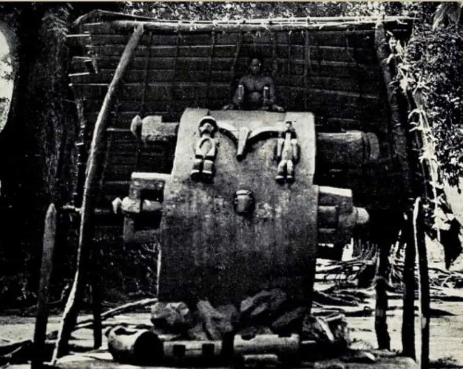 An ikoro slit drum, photographed in Igboland, published 1921