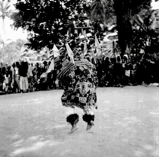 Asaba masquerade dancing in Ikwerre Igbo area, present-day Rivers state. Photograph by G. I. Jones, in the 1930s.