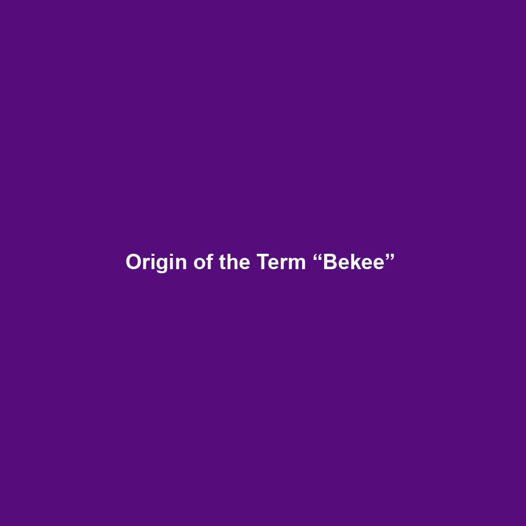 Origin of the Term “Bekee”