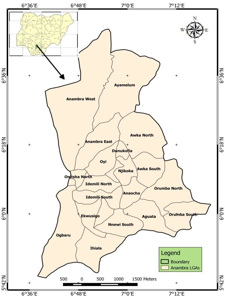 Administrative Map of Anambra State.