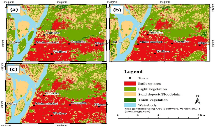 Land use/land cover (LULC) maps of the Nkisi River