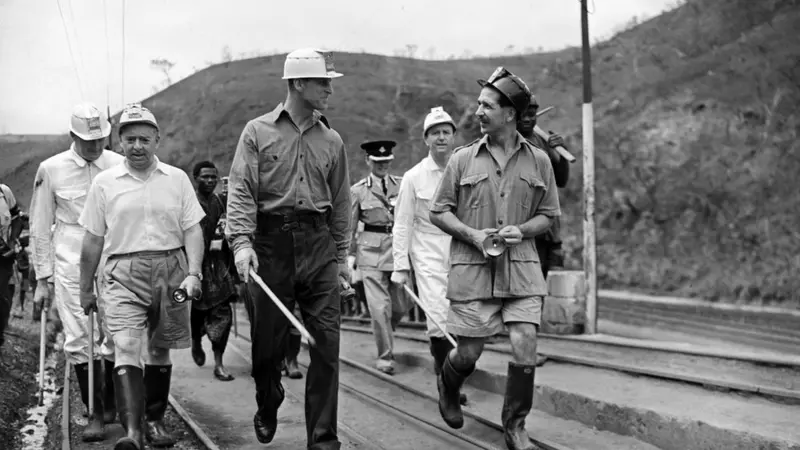 England's Prince Philip, during his visit to Iva Valley in February 1956.