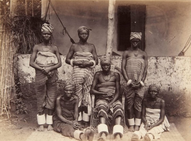 Rich women of Onitsha South East Nigeria, wearing Ivory Anklets