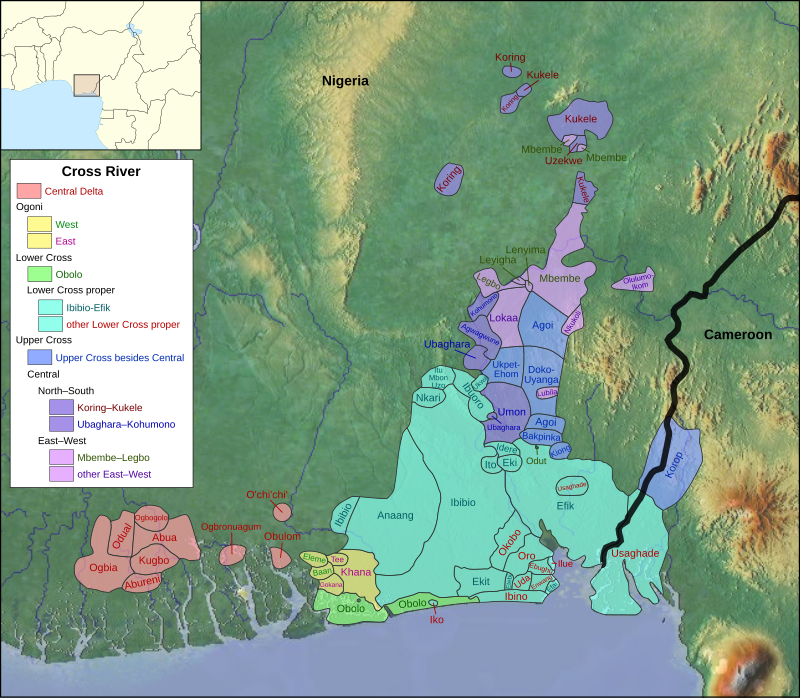 Map of the Cross River languages.