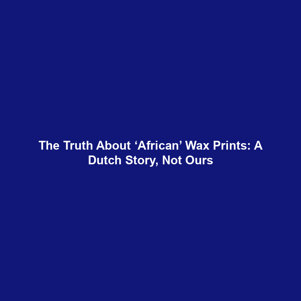 The Truth About ‘African’ Wax Prints: A Dutch Story, Not Ours