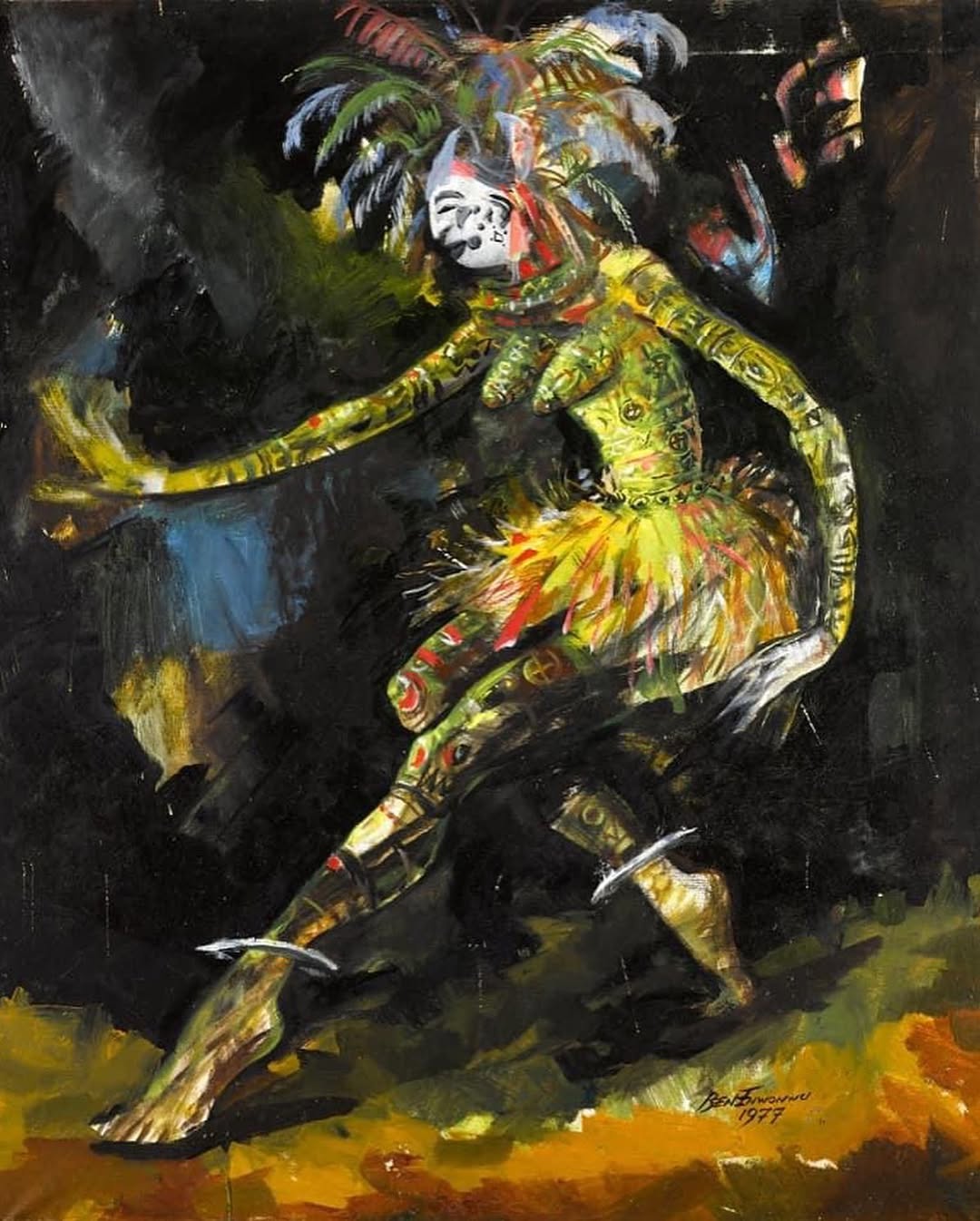 Agbogho Mmuo Masquerade Painting by Ben Enwonwu