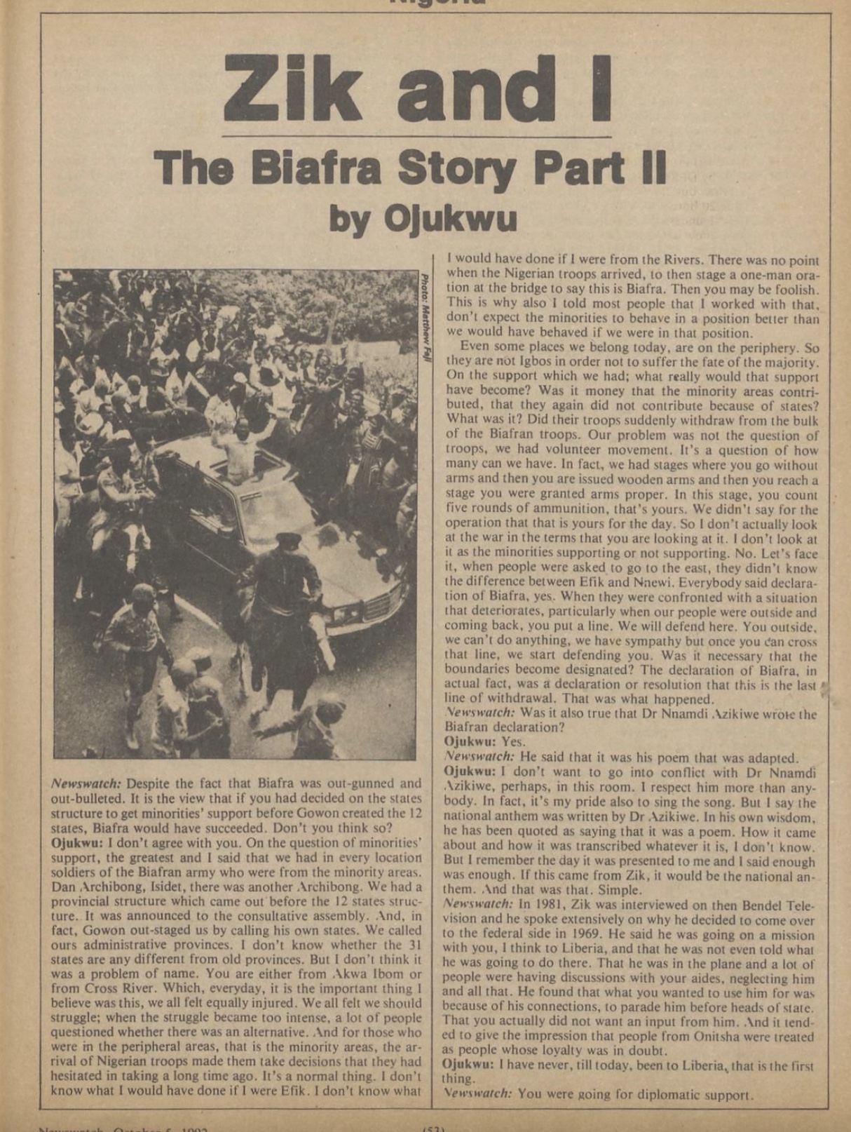Zik and I: The Biafra Story Part II by Ojukwu