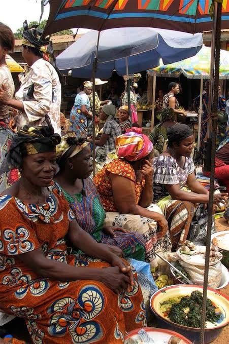 People selling goods on Orie market day in Igbo land