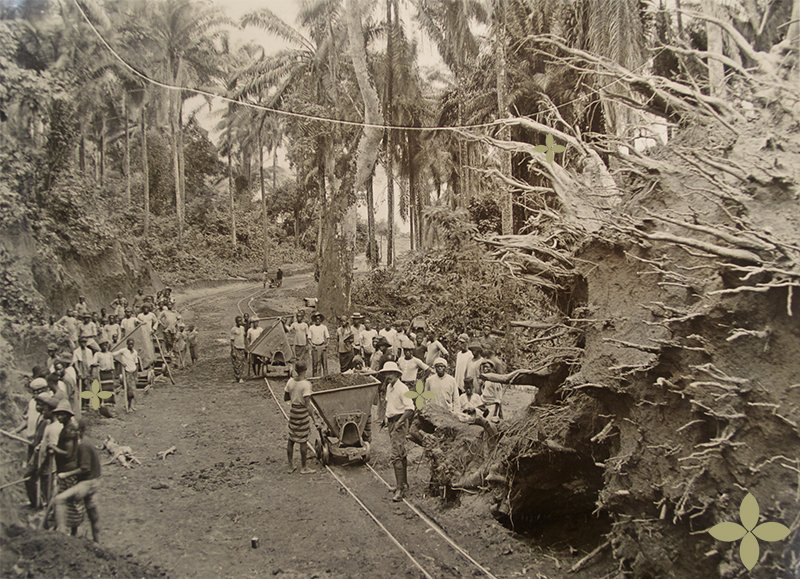 "Road making at Calabar." c. 1909.