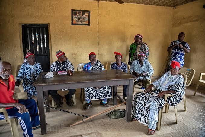 Photo of Igbo elders in village assembly