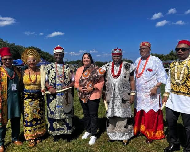 Igbo cultural festival abroad with traditional attire