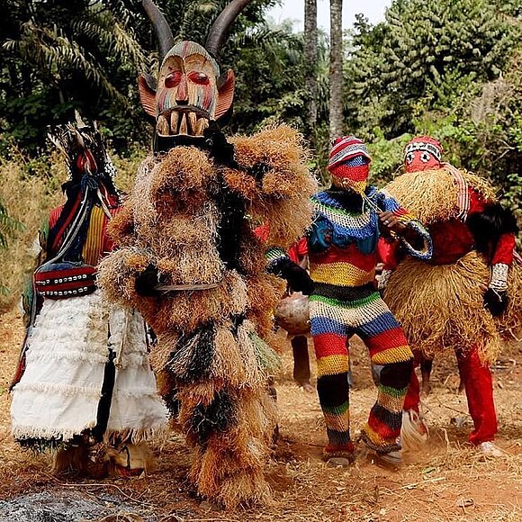 Igbo masquerade in full costume during a festival
