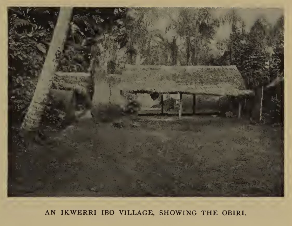 "An Ikwerri Ibo village showing the Obiri" - Tribes of the Niger Delta, P.A. Talbot 1910s.