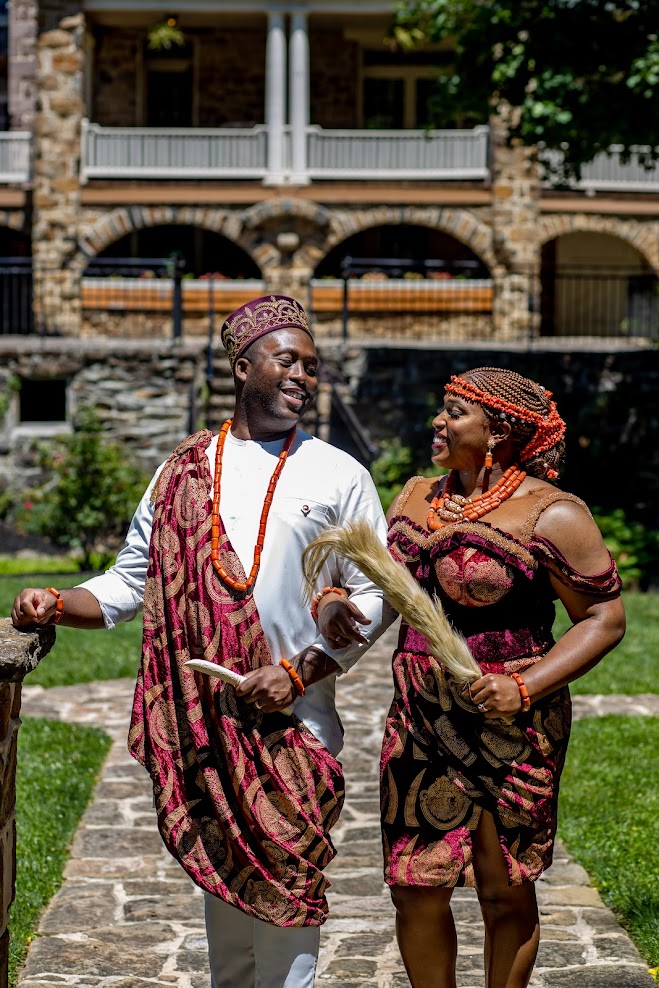 Bride and Groom in Traditional Igbo Wedding Attire.