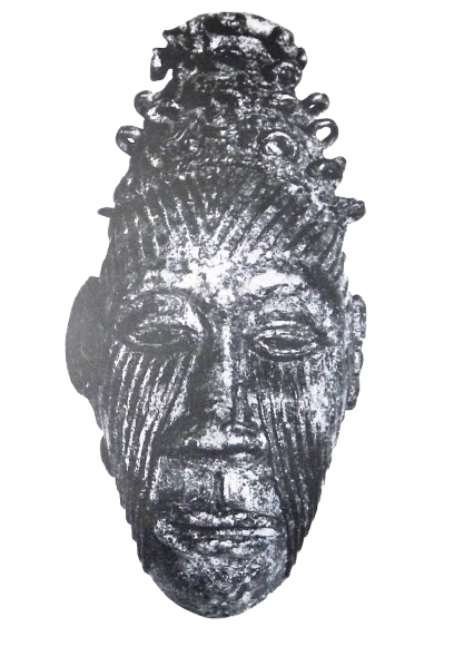 A bronze object from Igbo-Ukwu, showing facial ichi marks Credit: of Professor Thurstan Shaw