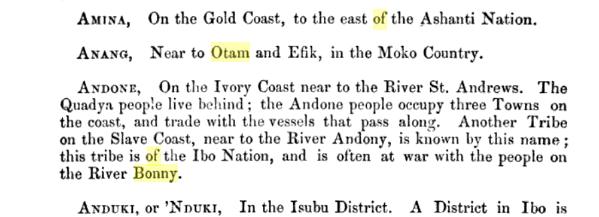 Rev. John Clarke's Language Mapping in 1848in Bonny