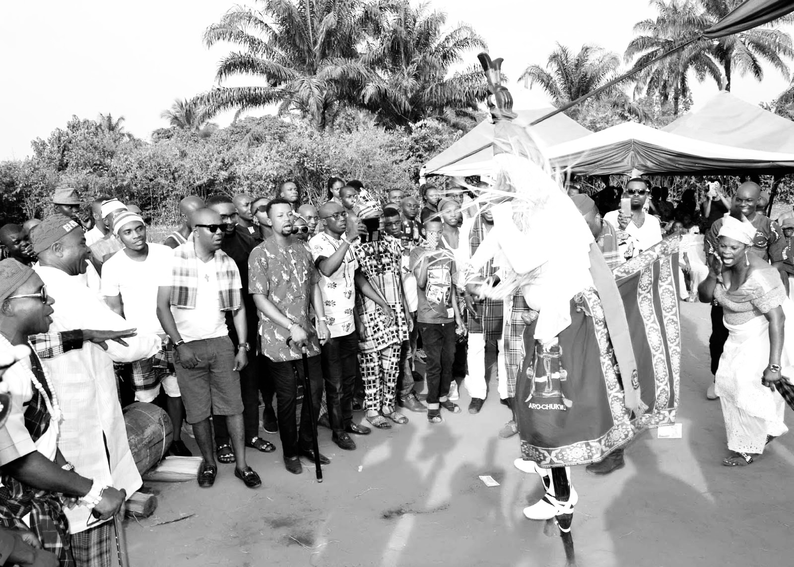 Ekeleke (stilt) performance in the Agwa, Oguta, p.d. Imo State, shot by Herbert Cole (1983).