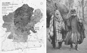 Isuama Map by Ukpuru and Isuama-Ibo, Isu tribe, ‘Okorosie’ masquerade. Masks called 'Nwanyioma’ and 'Akatakpuru’ 1931