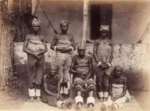 Rich Onitsha Women decorated with Odu Enyi, photographed by G. F. Packer in 1880s